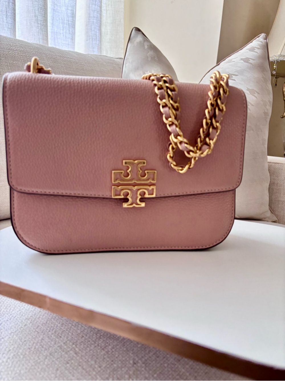 Tory Burch Blush Pink Leather Chain Shoulder Bag
